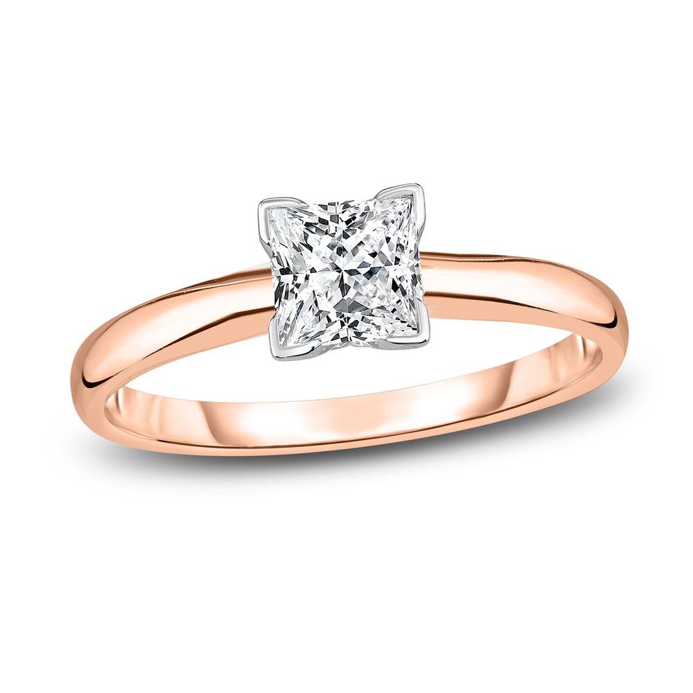 Diamond Solitaire Engagement Ring 3/8 ct tw Princess 14K Rose Gold (I2/I) btPSv2p1