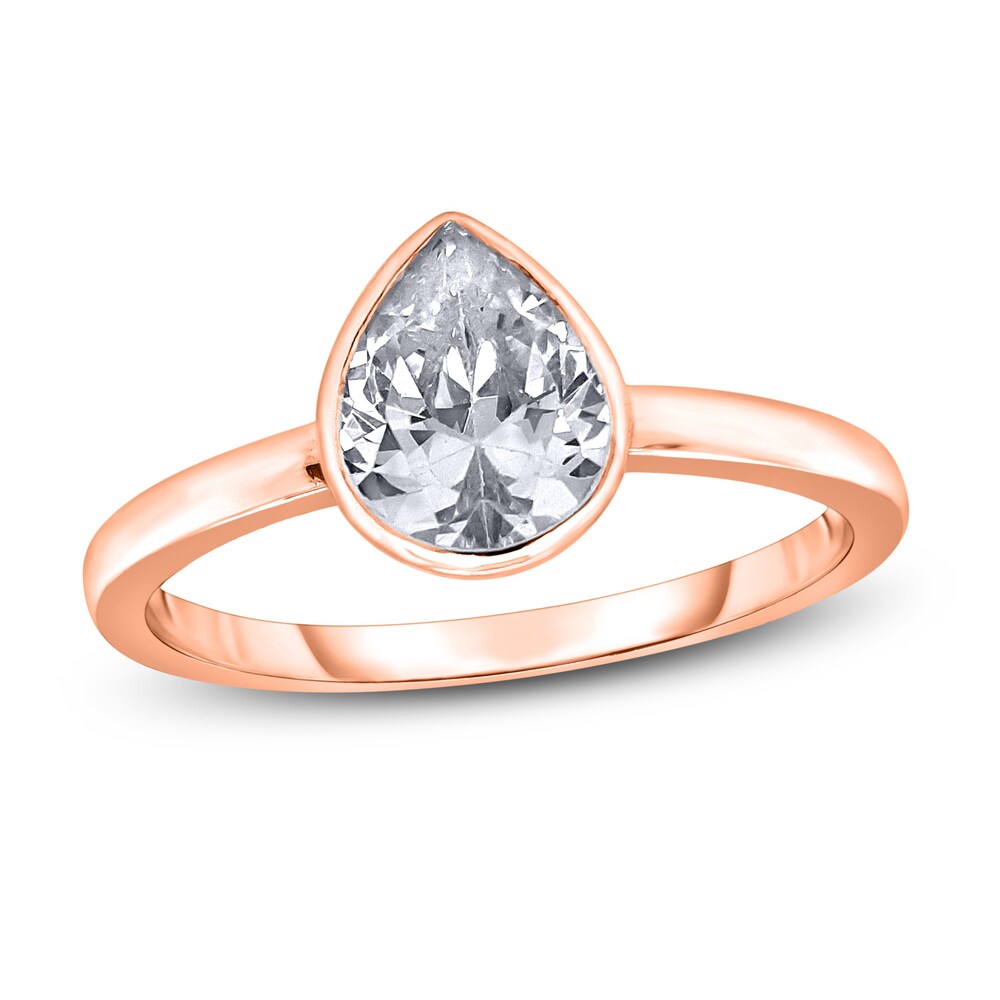 Diamond Solitaire Engagement Ring 3/4 ct tw Bezel-Set Pear-cut 14K Rose Gold (I2/I) btcUMxXc