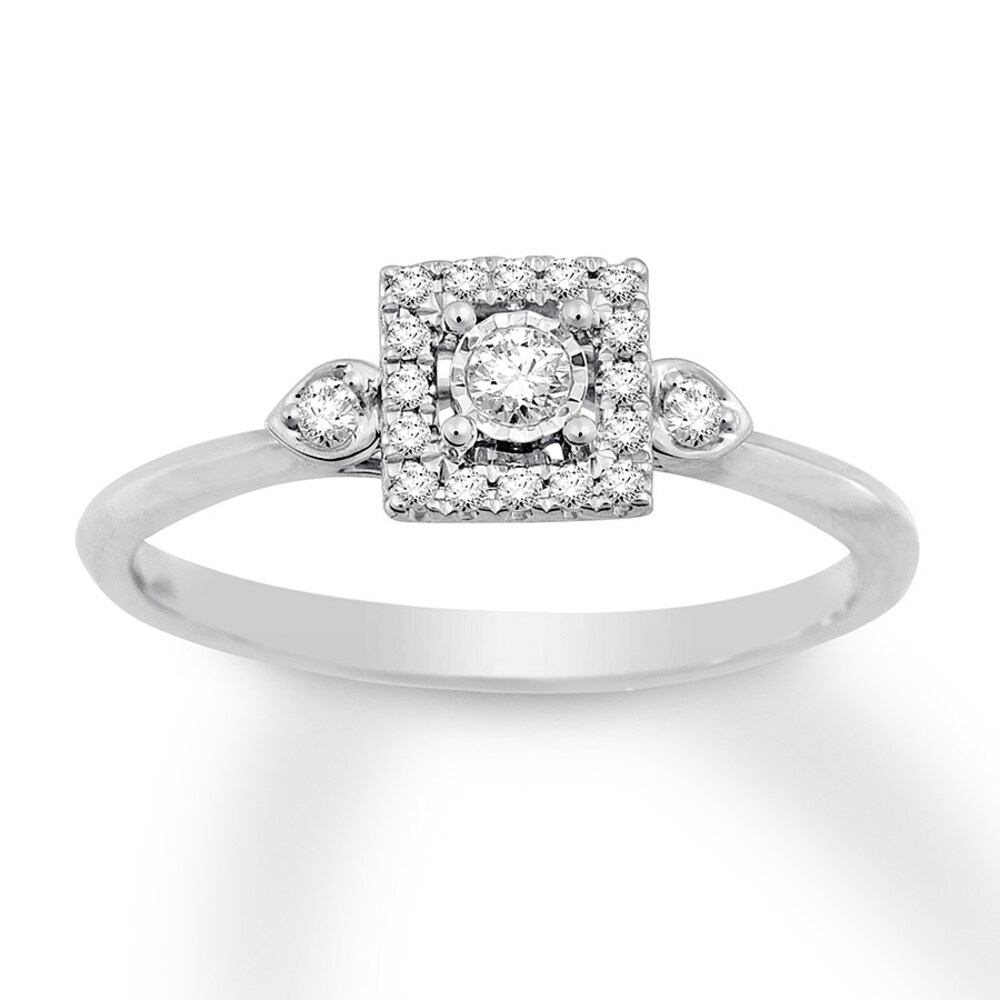 Diamond Promise Ring 1/6 carat tw Round 10K White Gold bwrMEhtY