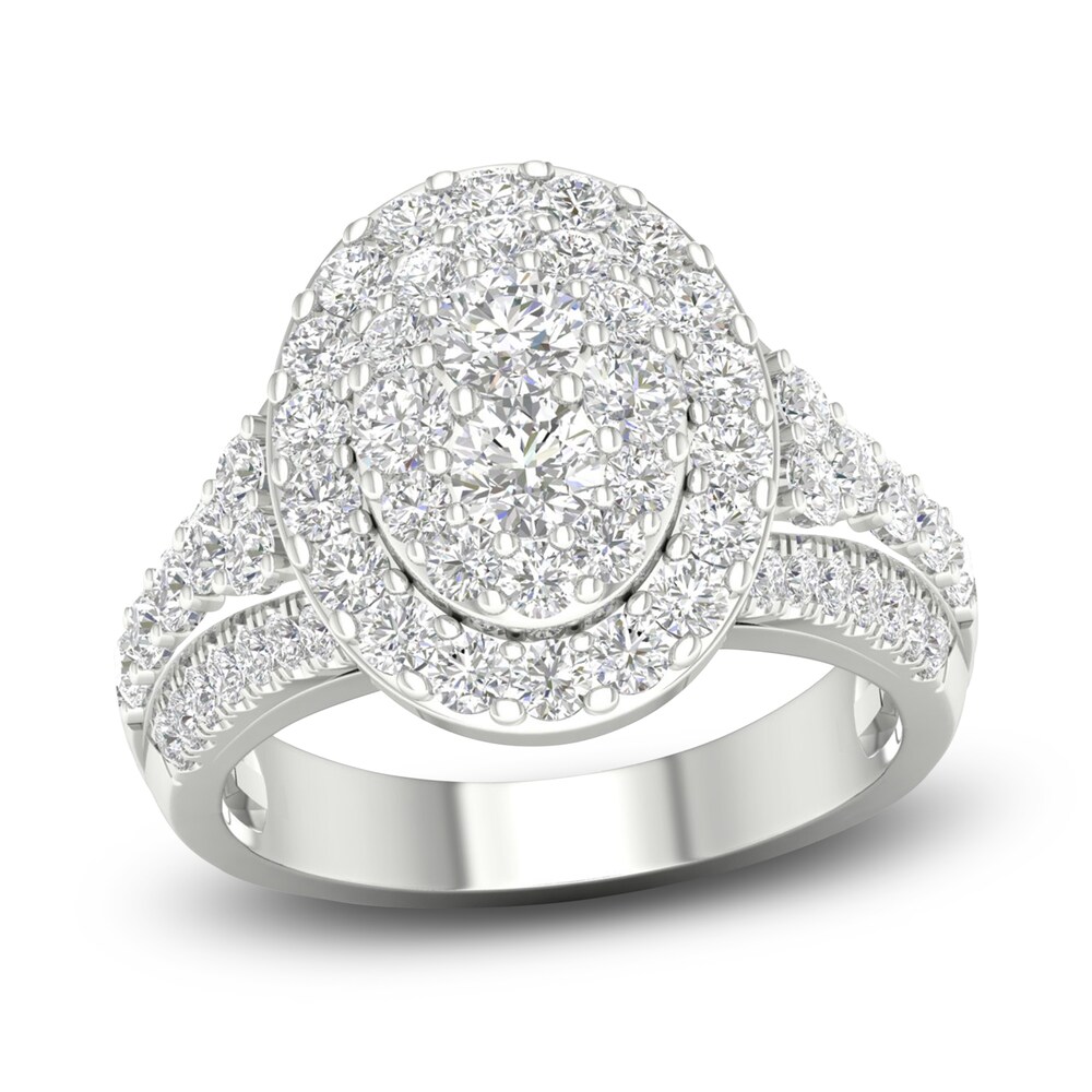 Diamond Engagement Ring 1-7/8 ct tw Oval/Round 14K White Gold bxUpaYJB