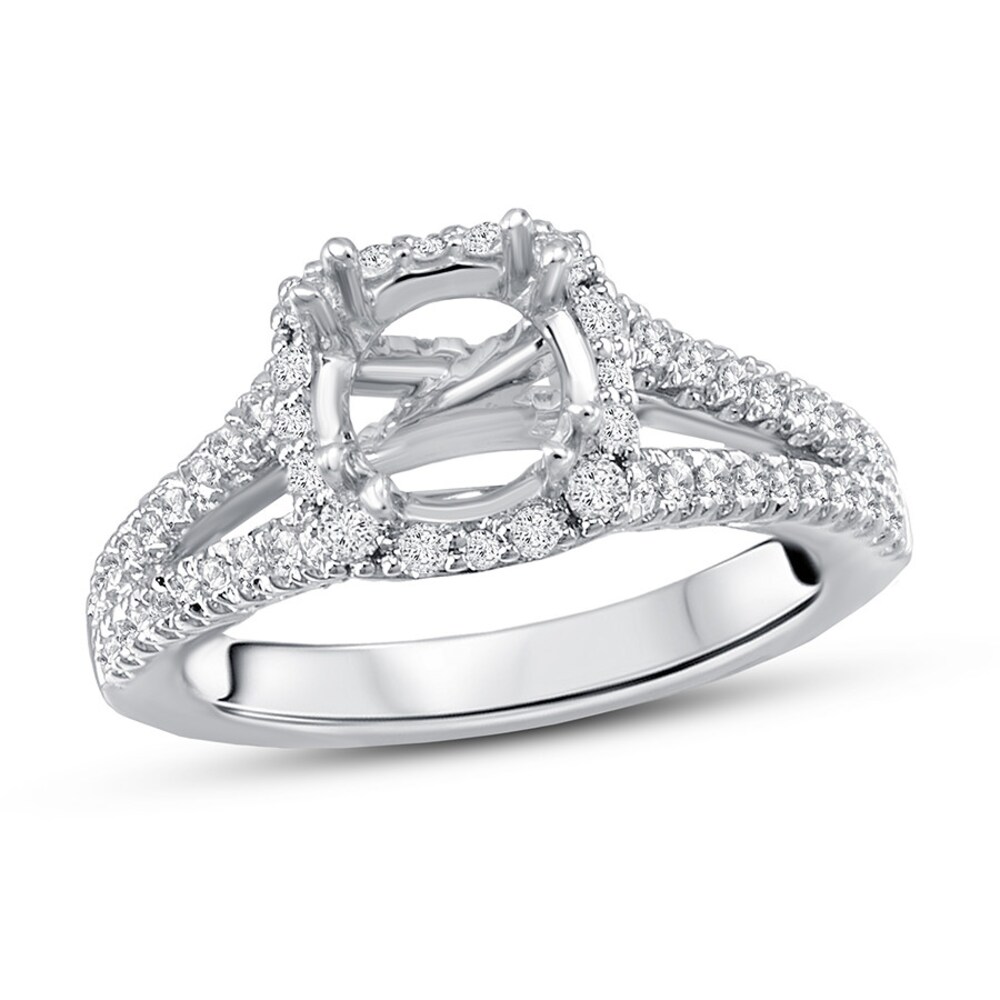 Diamond Engagement Ring Setting 5/8 ct tw Round 14K White Gold c1C4Xt1u