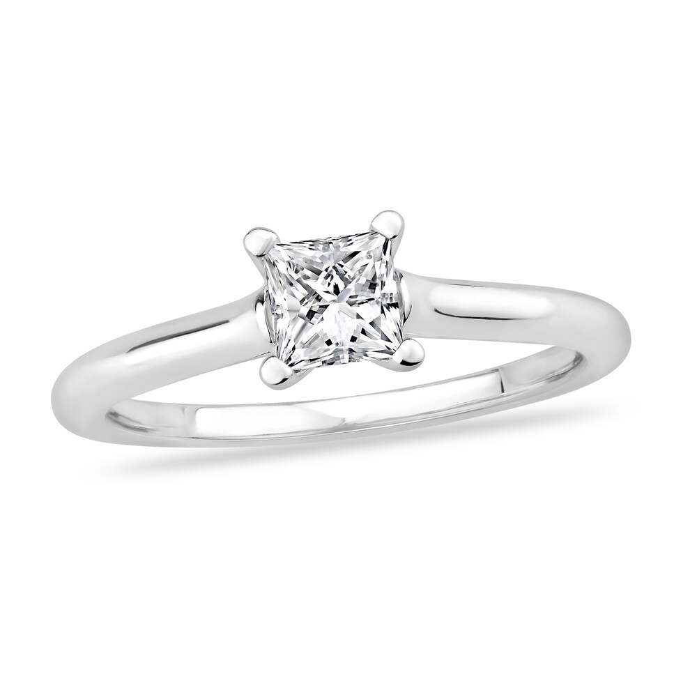 Diamond Solitaire Engagement Ring 5/8 ct tw Princess-cut 14K White Gold (I2/I) cAGhkqB3