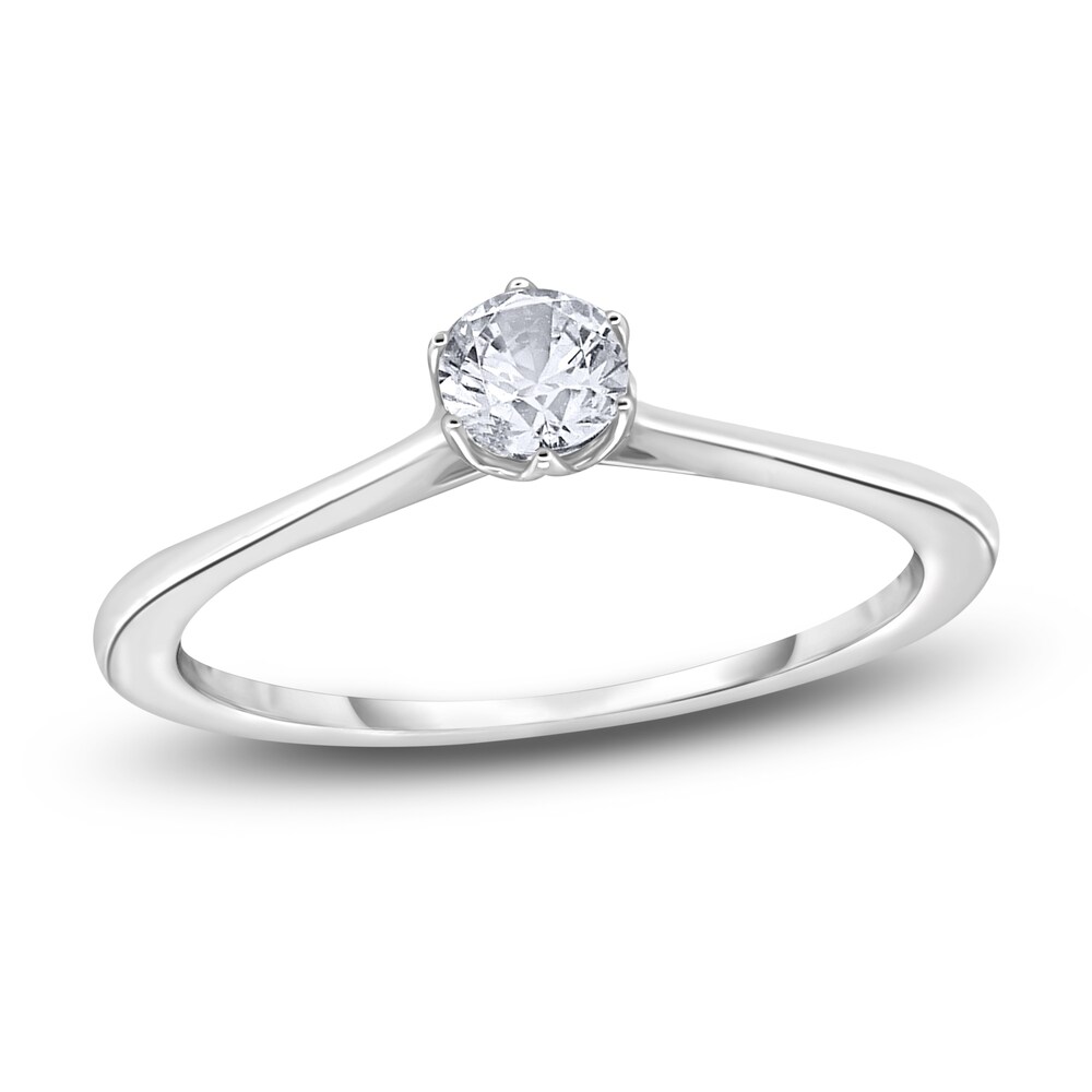 Diamond Cathedral Solitaire Engagement Ring 1/2 ct tw Round 14K White Gold (I2/I) cEcLnfaO