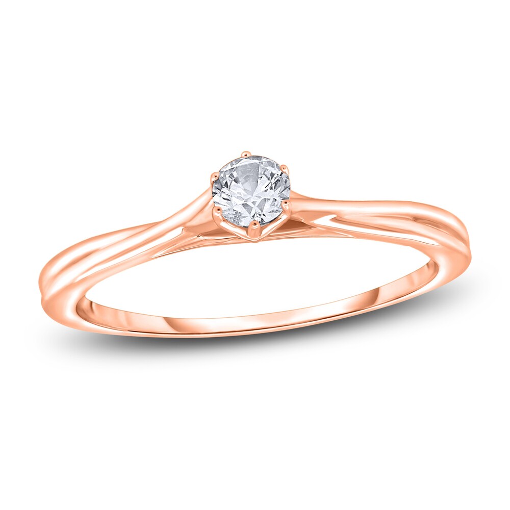 Diamond Solitaire Twist Engagement Ring 1/4 ct tw Round 14K Rose Gold (I2/I) cMGpO5G4