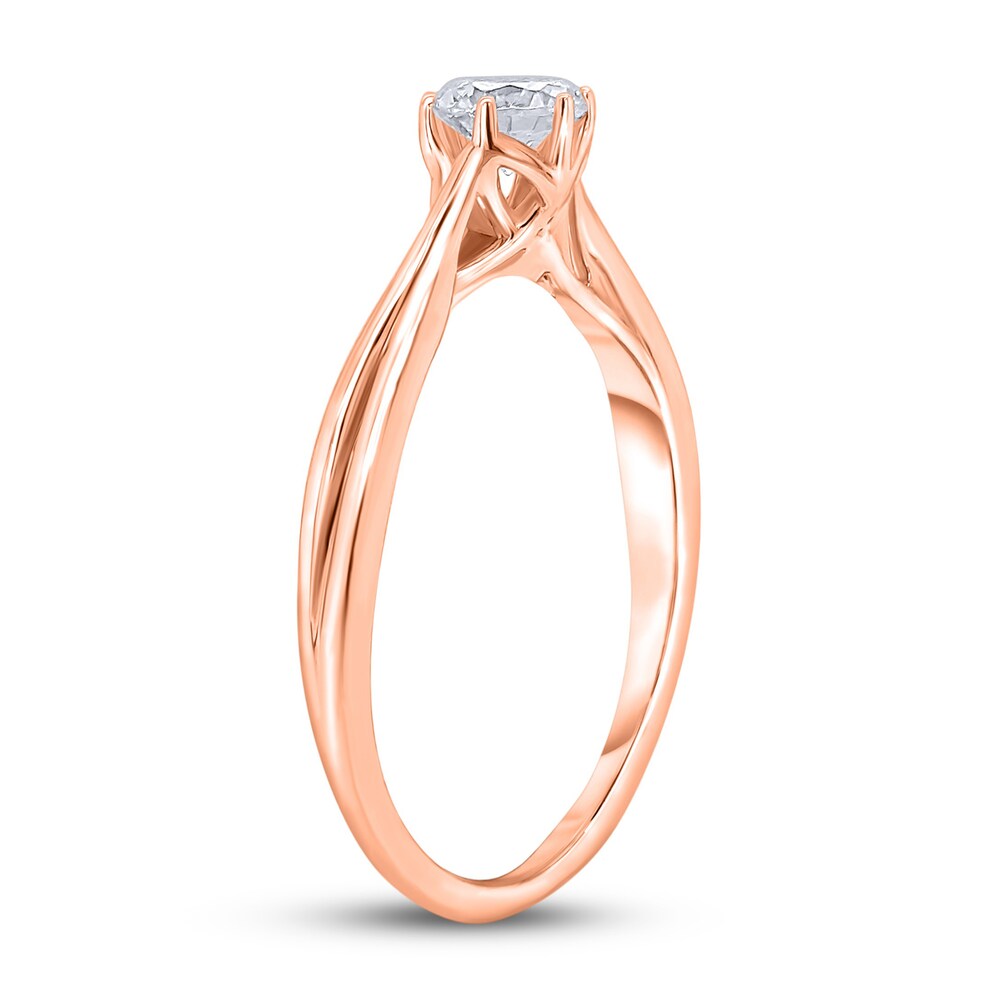 Diamond Solitaire Twist Engagement Ring 1/4 ct tw Round 14K Rose Gold (I2/I) cMGpO5G4