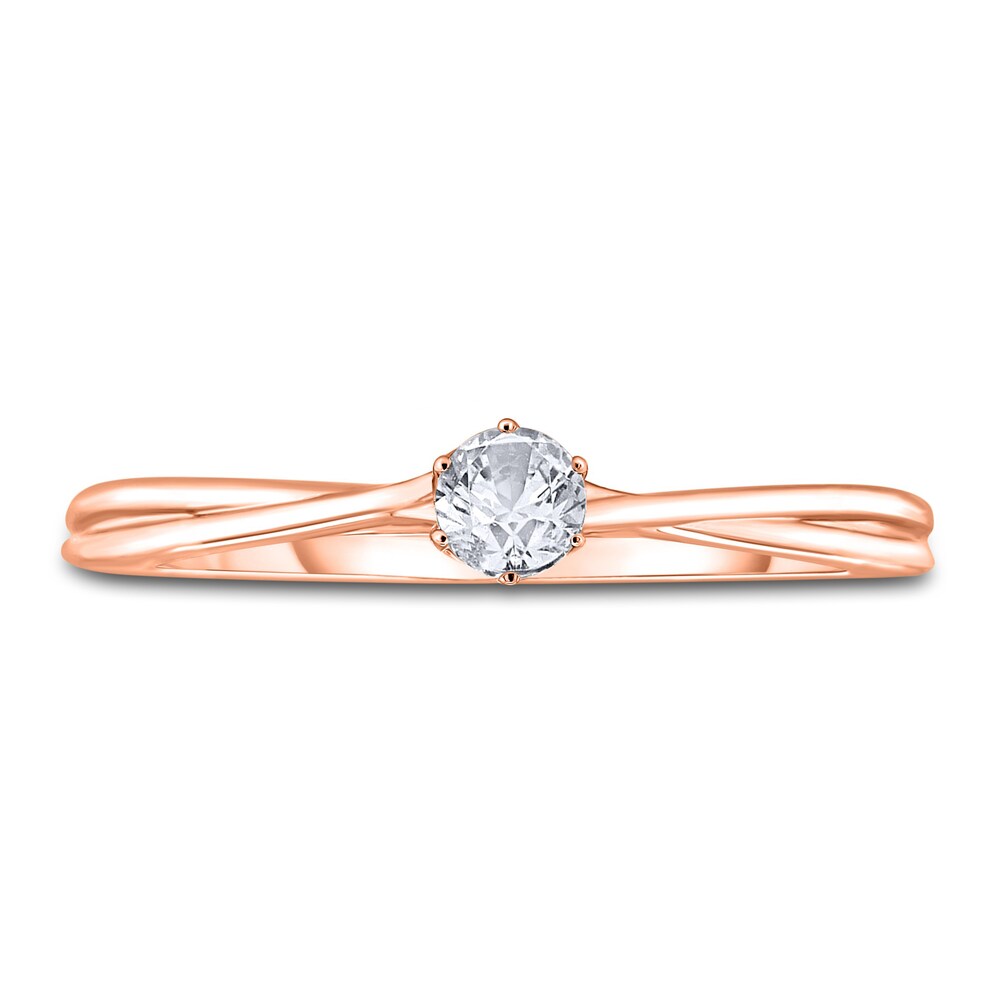 Diamond Solitaire Twist Engagement Ring 1/4 ct tw Round 14K Rose Gold (I2/I) cMGpO5G4