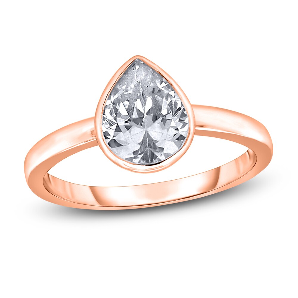 Diamond Solitaire Engagement Ring 2 ct tw Bezel-Set Pear-cut 14K Rose Gold (I2/I) cf6jMXNz