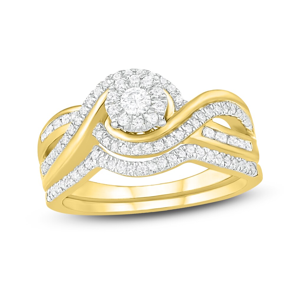 Diamond Bridal Set 1/2 ct tw Round 14K Yellow Gold cfyoYGLM