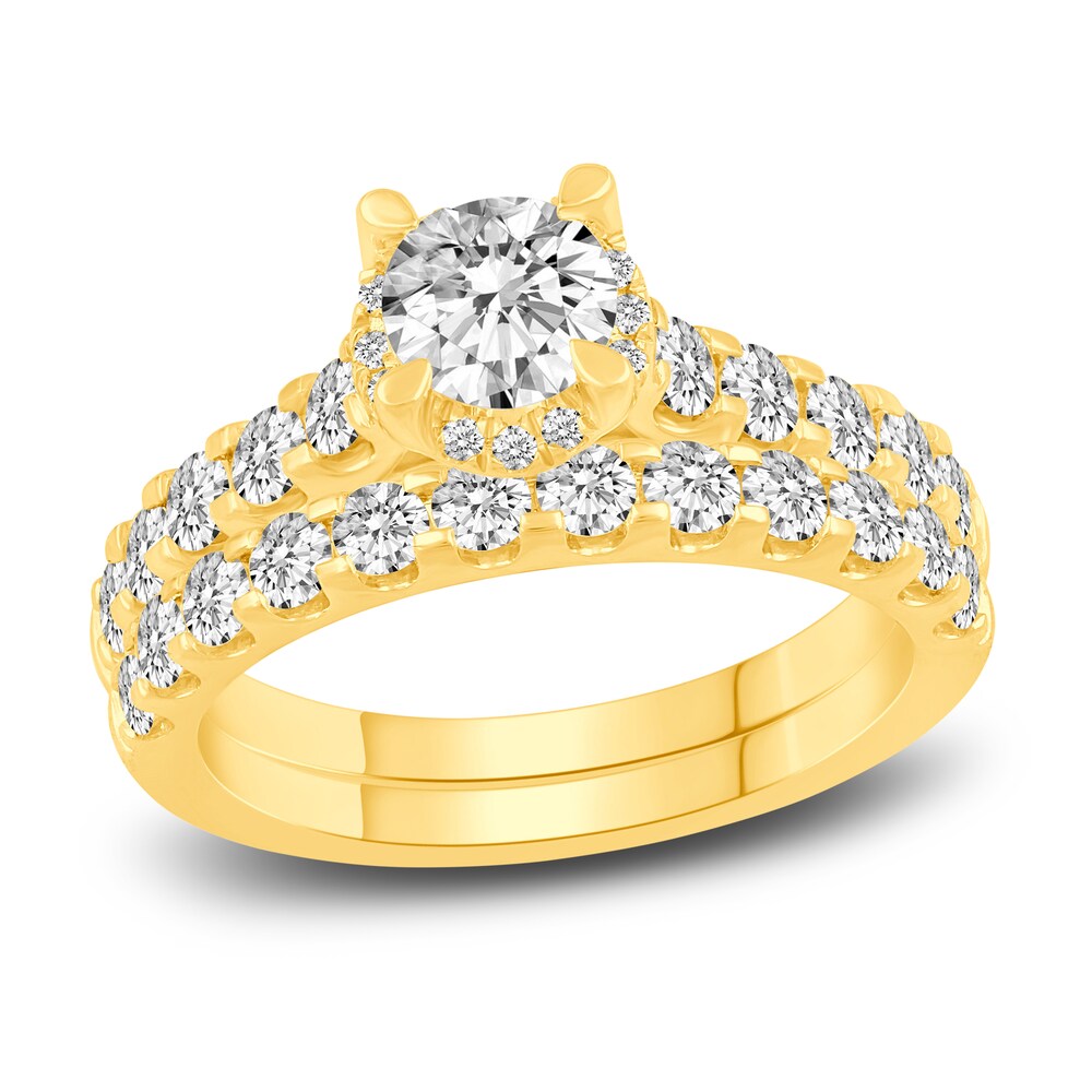 Diamond Bridal Set 1-1/2 ct tw Round 14K Yellow Gold cgjDLxmV