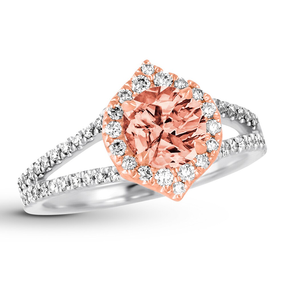 Morganite Ring 3/8 ct tw Diamonds 18K Two-Tone Gold 6.5mm (SI/2) chNeqwr8 [chNeqwr8]