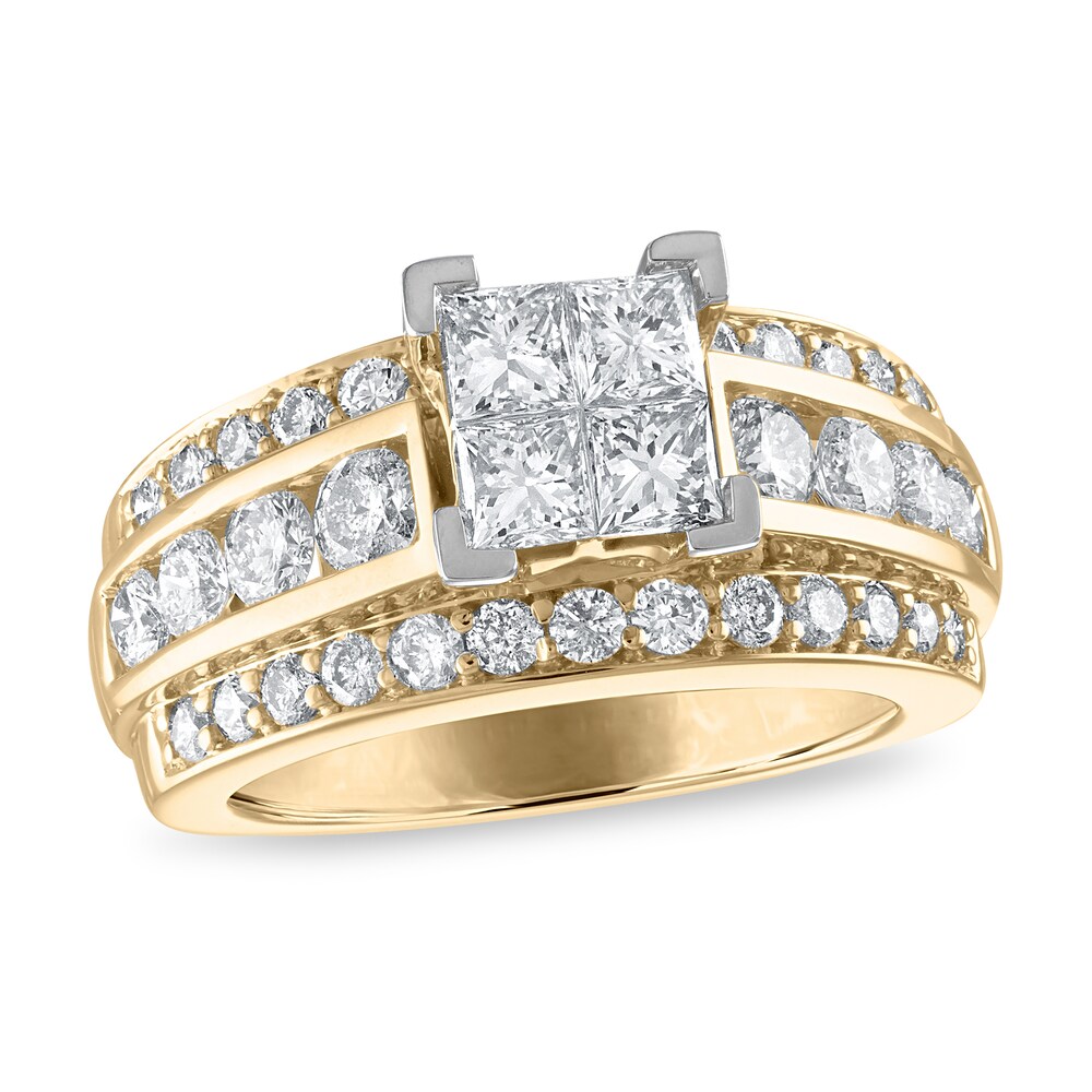 Diamond Engagement Ring 2-5/8 ct tw Princess/Round 14K Yellow Gold ckqiQngx