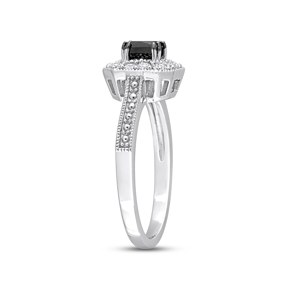 Black Diamond Engagement Ring 1 ct tw Princess 10K White Gold cngifEAn