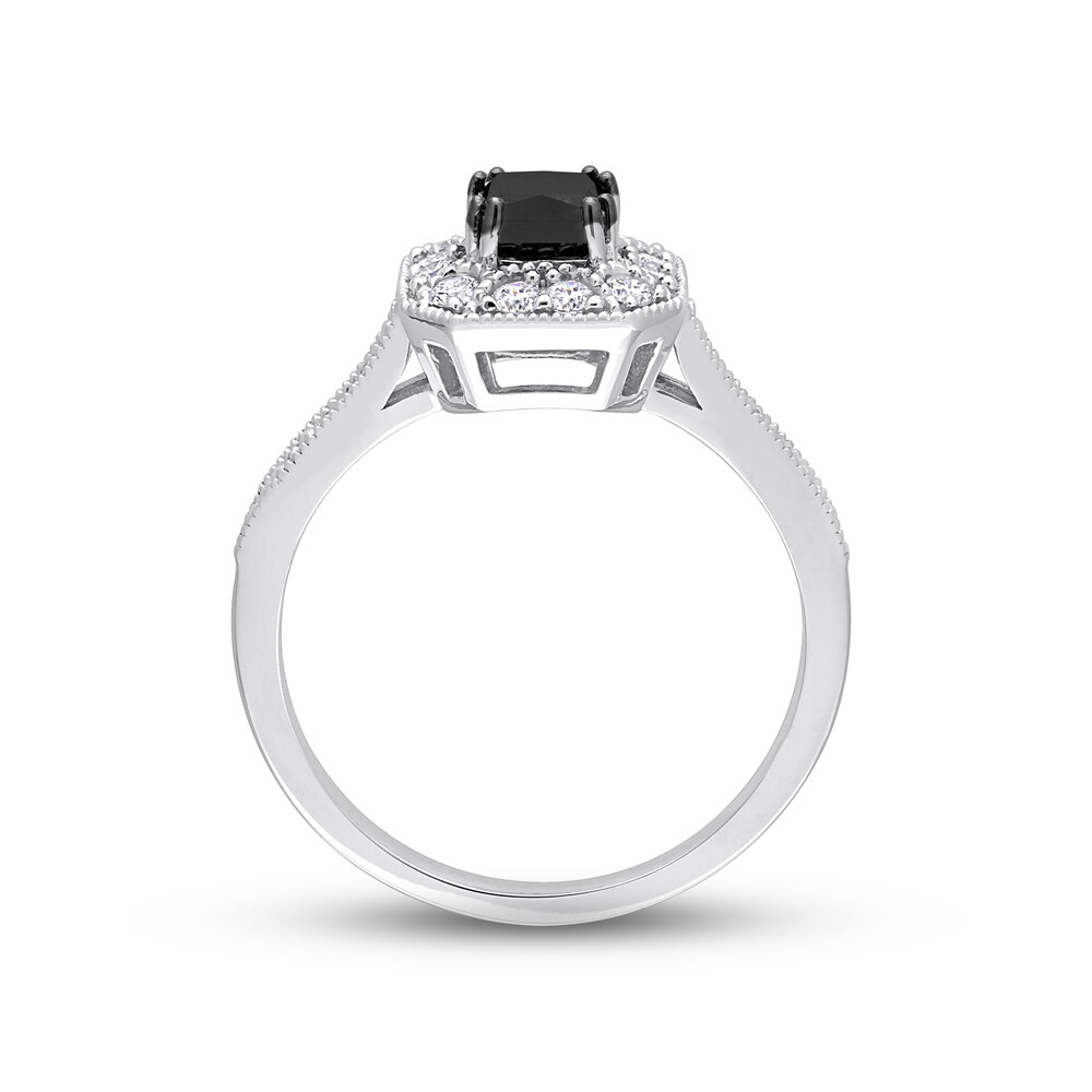 Black Diamond Engagement Ring 1 ct tw Princess 10K White Gold cngifEAn