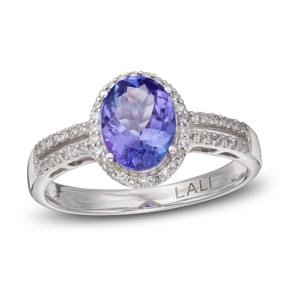 LALI Jewels Natural Tanzanite Engagement Ring 1/4 ct tw Diamonds 14K White Gold crTUMr3C