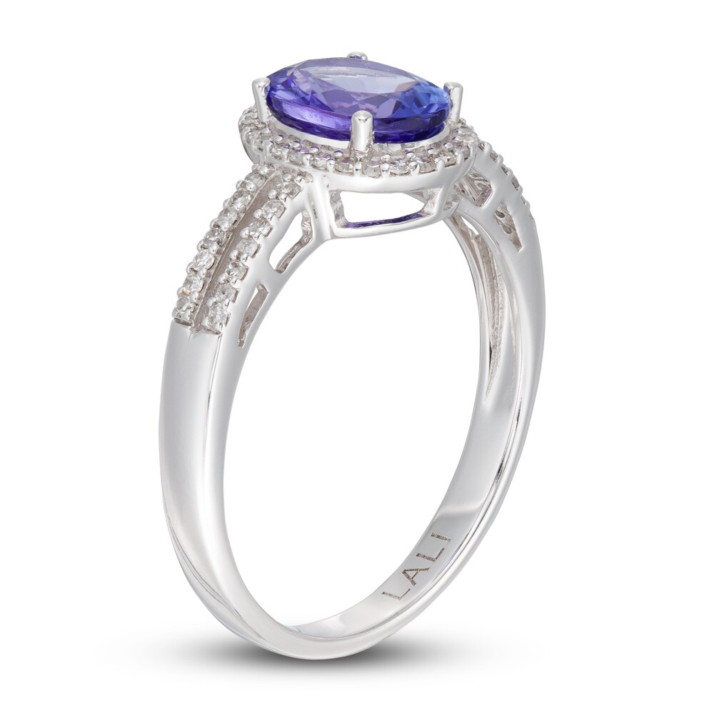 LALI Jewels Natural Tanzanite Engagement Ring 1/4 ct tw Diamonds 14K White Gold crTUMr3C