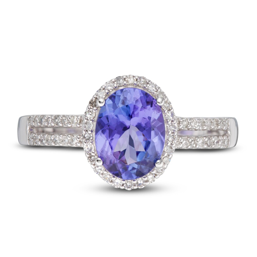 LALI Jewels Natural Tanzanite Engagement Ring 1/4 ct tw Diamonds 14K White Gold crTUMr3C