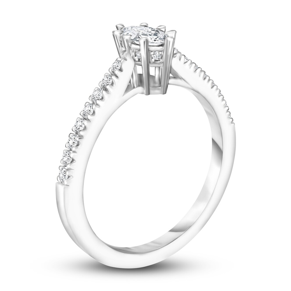 Diamond Engagement Ring 5/8 ct tw Marquise/Round 14K White Gold ctyYbHgP