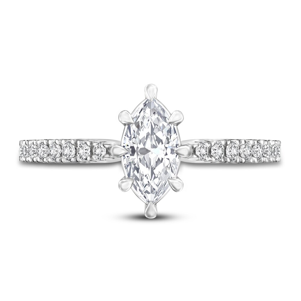Diamond Engagement Ring 5/8 ct tw Marquise/Round 14K White Gold ctyYbHgP