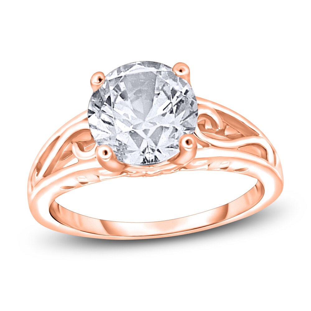 Diamond Solitaire Scroll Engagement Ring 1-1/2 ct tw Round 14K Rose Gold (I2/I) curv9ZbE