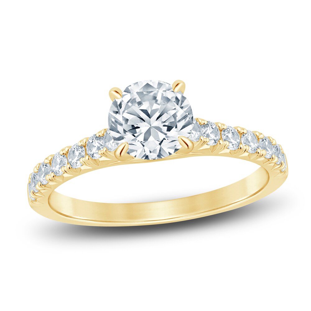 Diamond Hidden Halo Engagement Ring 1-1/2 ct tw Round 14K Yellow Gold cvZOdUjL