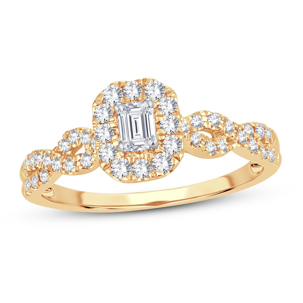 Diamond Ring 1/2 ct tw Emerald-cut 14K Yellow Gold d7XIkZEg