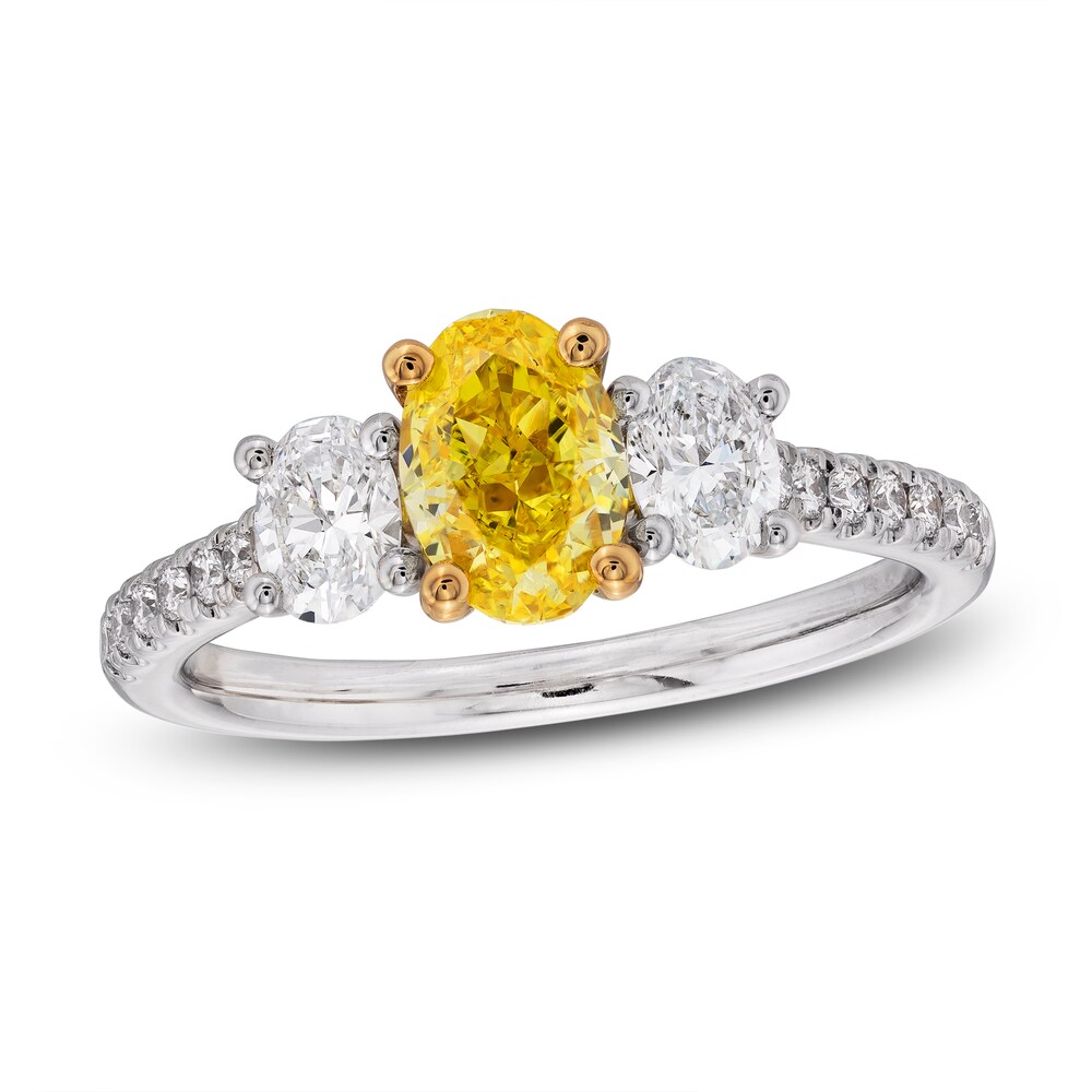 Yellow Lab-Created Diamond Engagement Ring 1-1/2 ct tw Round 14K Two-Tone d9nApqgS