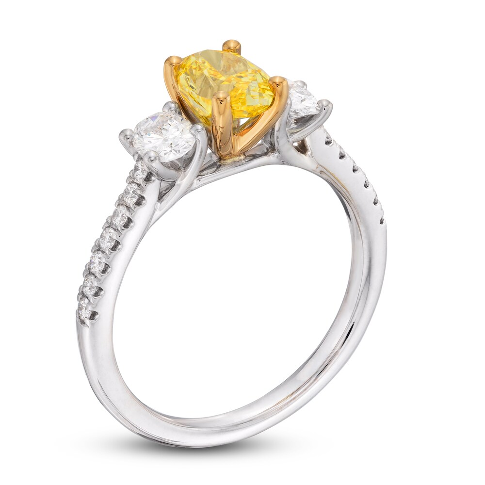 Yellow Lab-Created Diamond Engagement Ring 1-1/2 ct tw Round 14K Two-Tone d9nApqgS