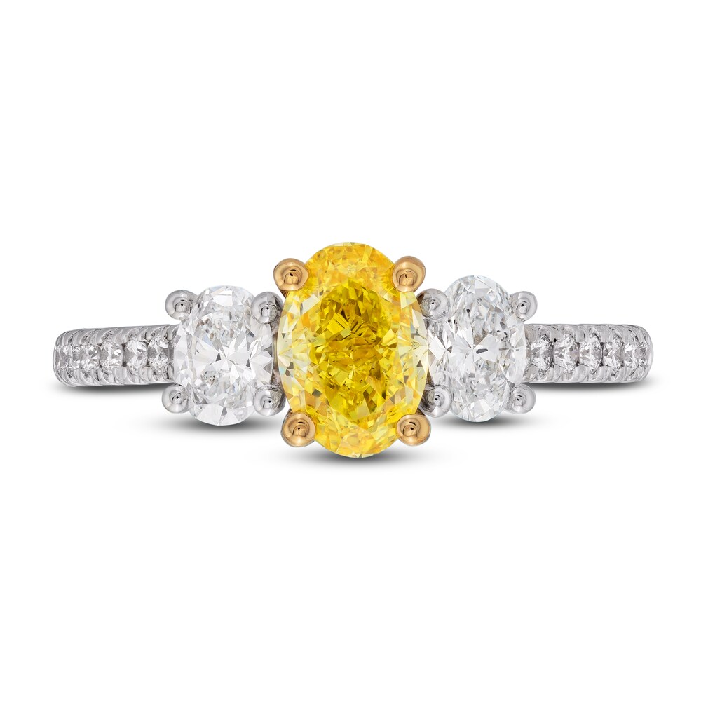 Yellow Lab-Created Diamond Engagement Ring 1-1/2 ct tw Round 14K Two-Tone d9nApqgS