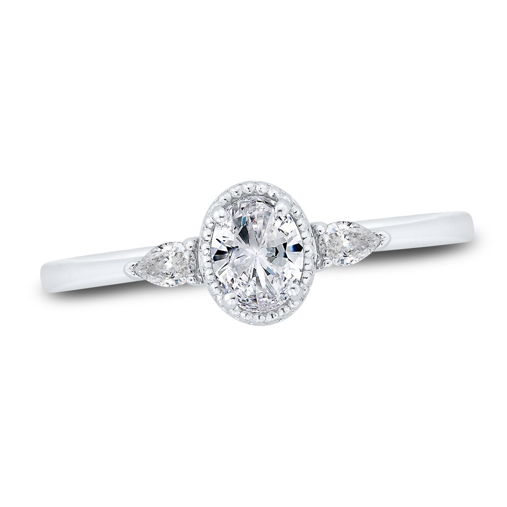 Diamond Engagement Ring 1/2 ct tw Oval/Pear-shaped 14K White Gold dDT9va4V
