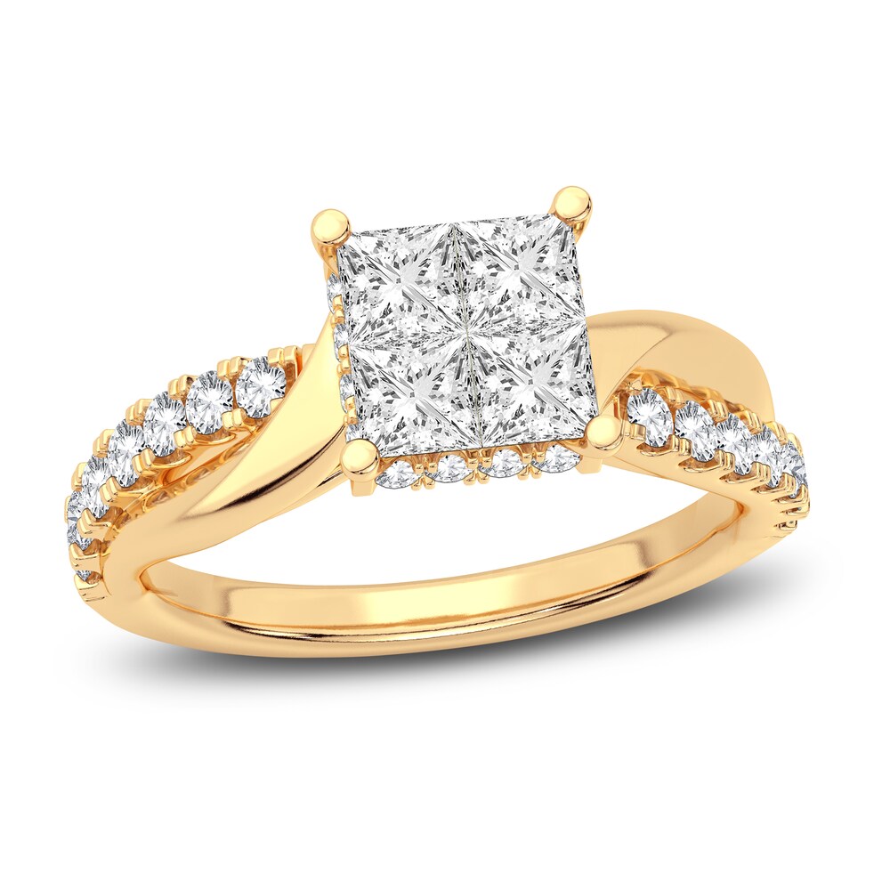 Diamond Engagement Ring 1-1/4 ct tw Princess/Round 14K Yellow Gold dH0otceZ