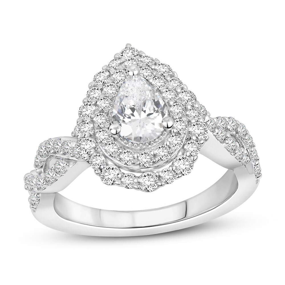 Diamond Engagement Ring 1 1/2 ct tw Pear-shaped/Round 14K White Gold dJ0Bhv1d