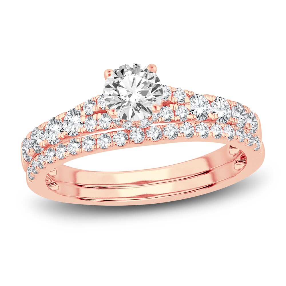 Diamond Bridal Set 1-1/4 ct tw Round 14K Rose Gold dLX6W24j