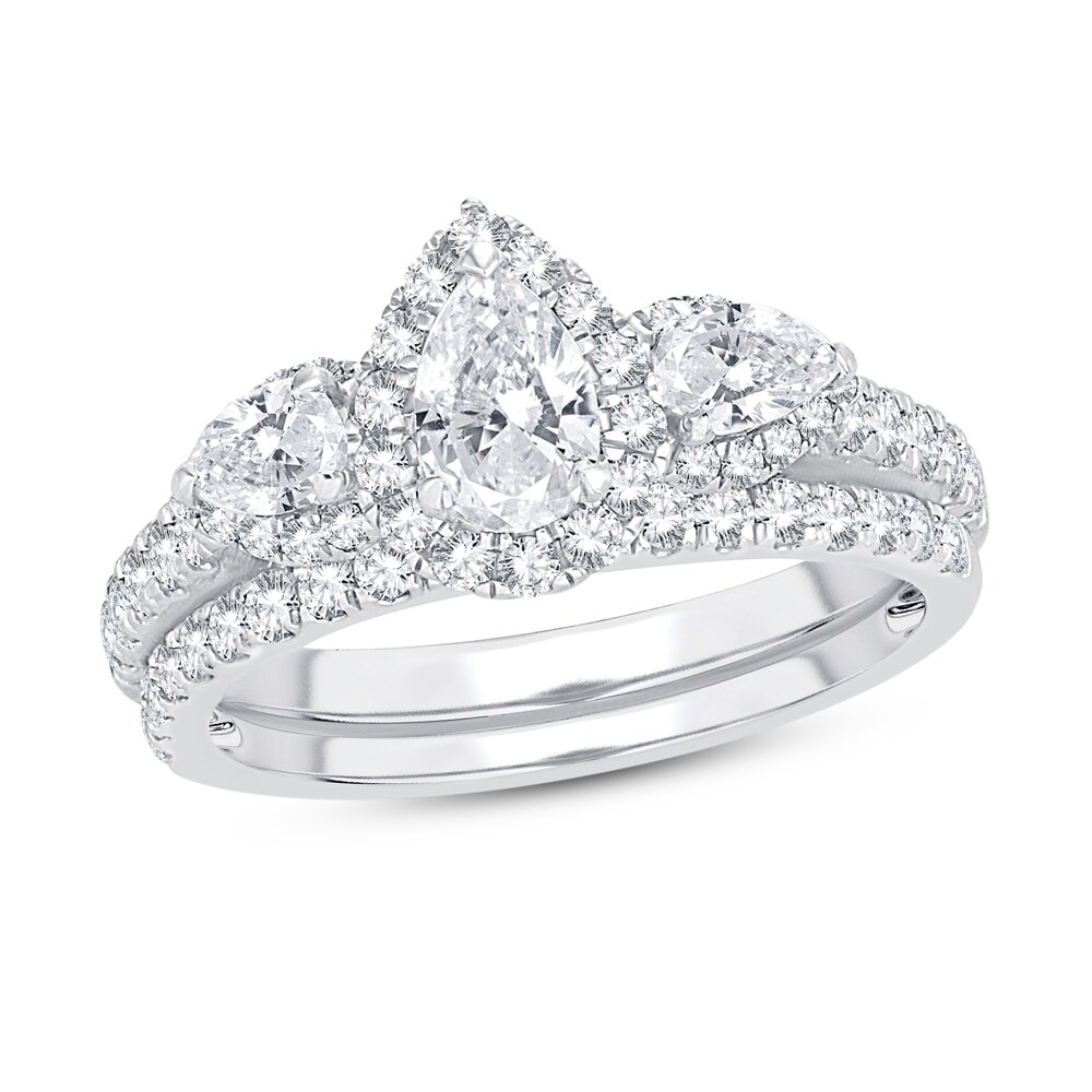 Diamond Bridal Set 2 ct tw Pear-shaped/Round-cut 14K White Gold dUgQnhTK