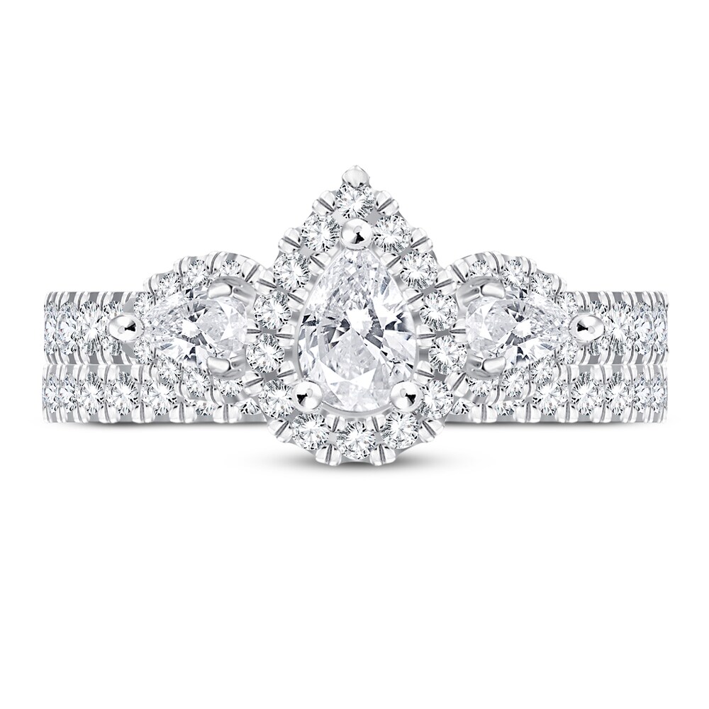 Diamond Bridal Set 2 ct tw Pear-shaped/Round-cut 14K White Gold dUgQnhTK
