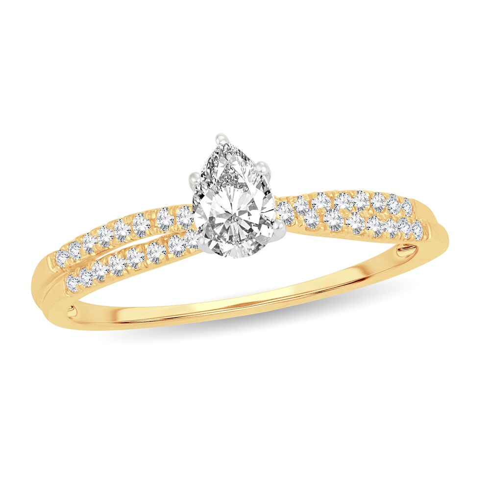 Diamond Ring 1/2 ct tw Pear-shaped 14K Yellow Gold dWyGUE4A