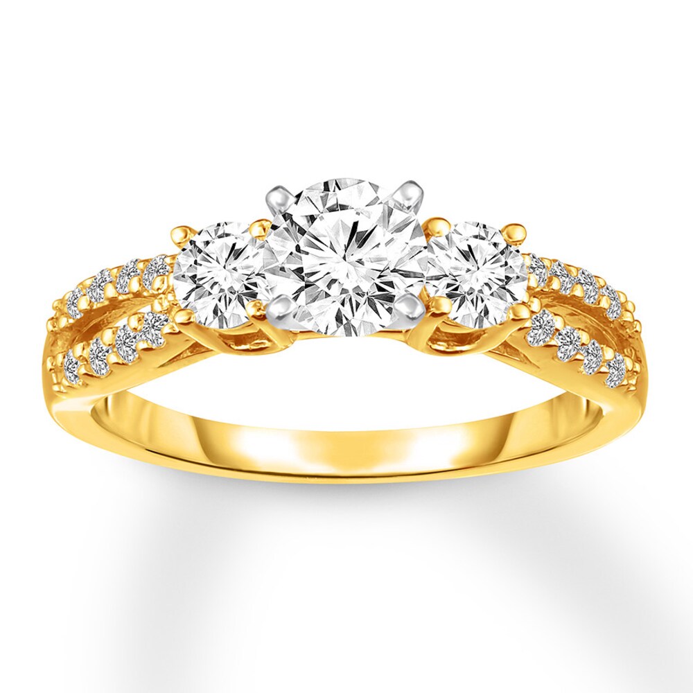 Diamond Engagement Ring 7/8 ct tw Round-cut 14K Yellow Gold dXLlDqE9