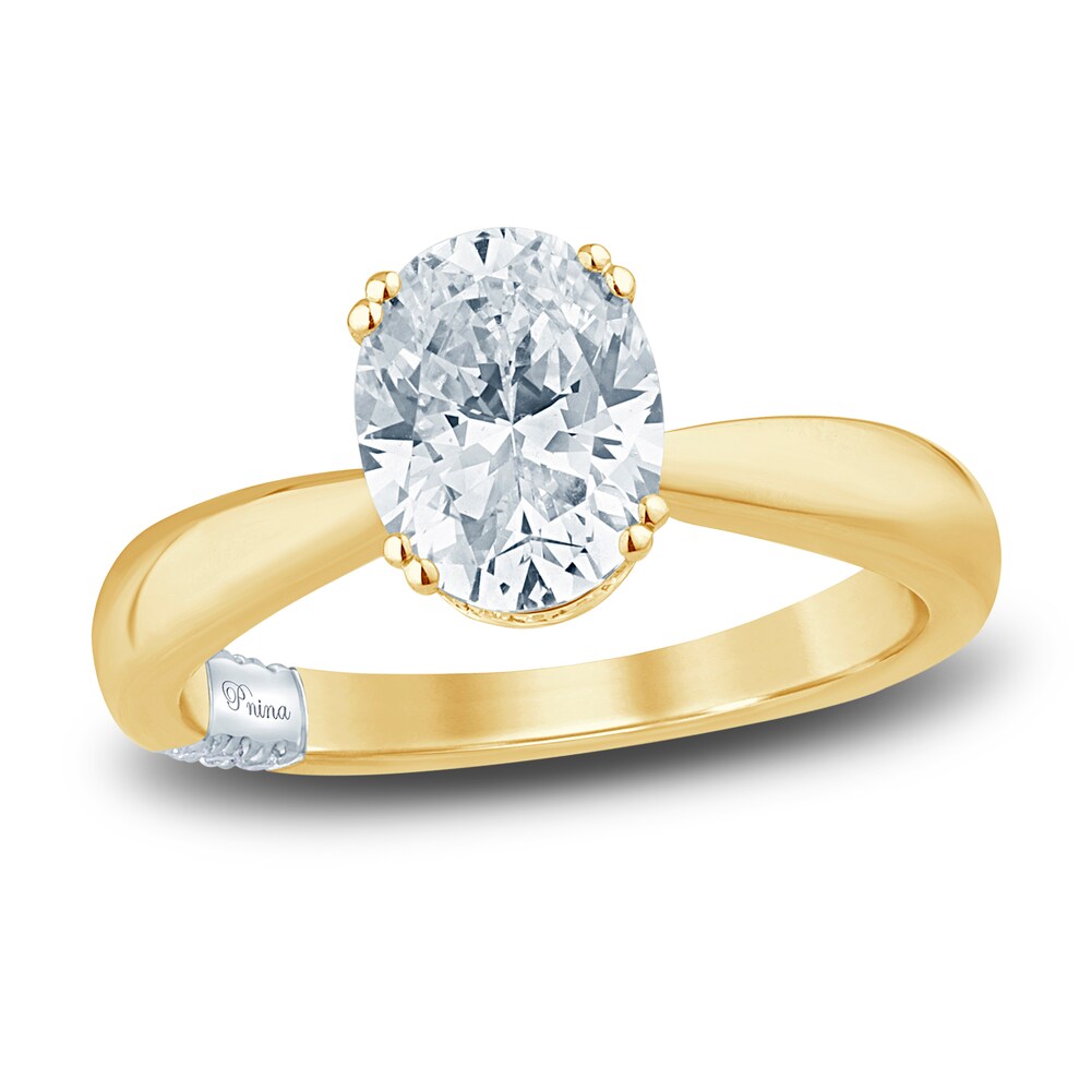 Pnina Tornai Lab-Created Diamond Engagement Ring 2-1/5 ct tw Oval/Round 14K Yellow Gold dXZT3cPC