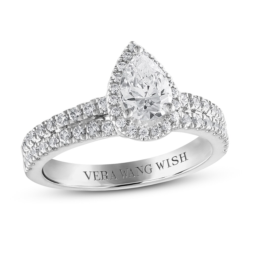 Vera Wang WISH Diamond Engagement Ring 1-1/5 ct tw Pear-shaped/Round Platinum dapEyZmc