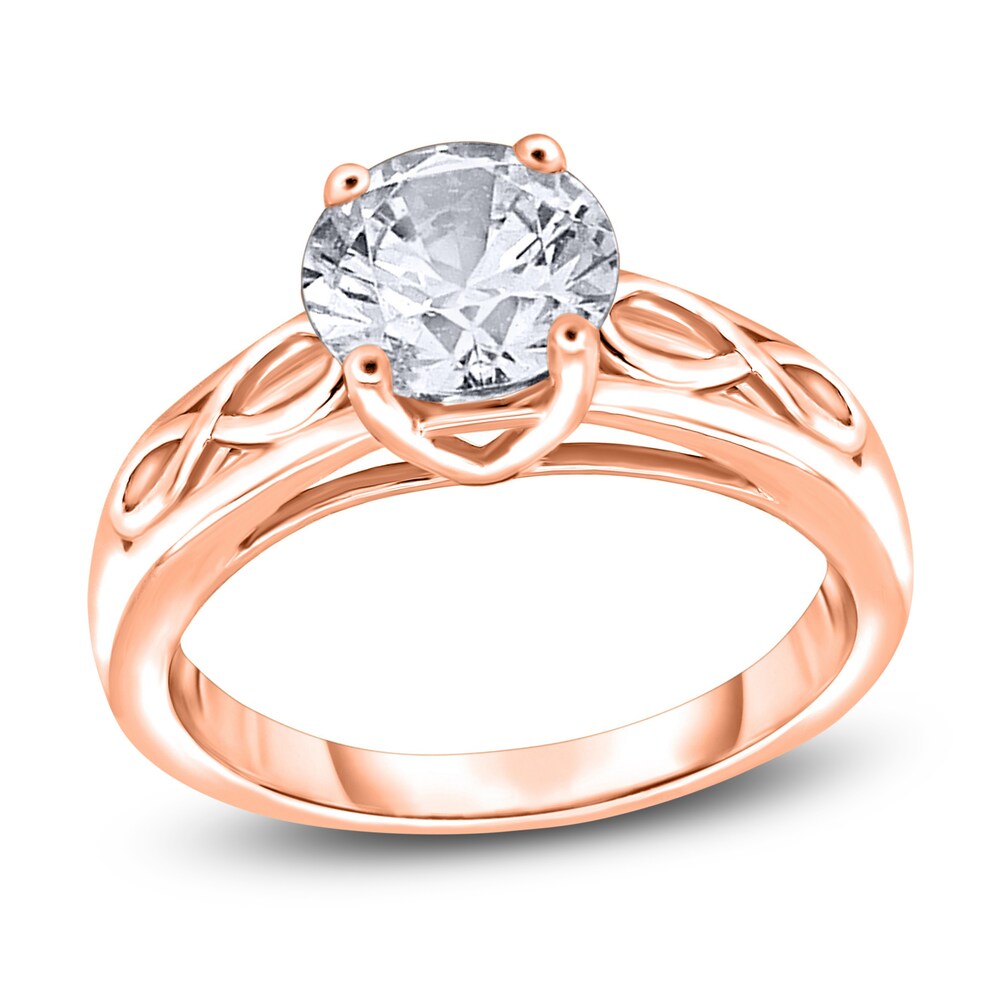 Diamond Solitaire Infinity Engagement Ring 1/2 ct tw Round 14K Rose Gold (I2/I) dg55RODe