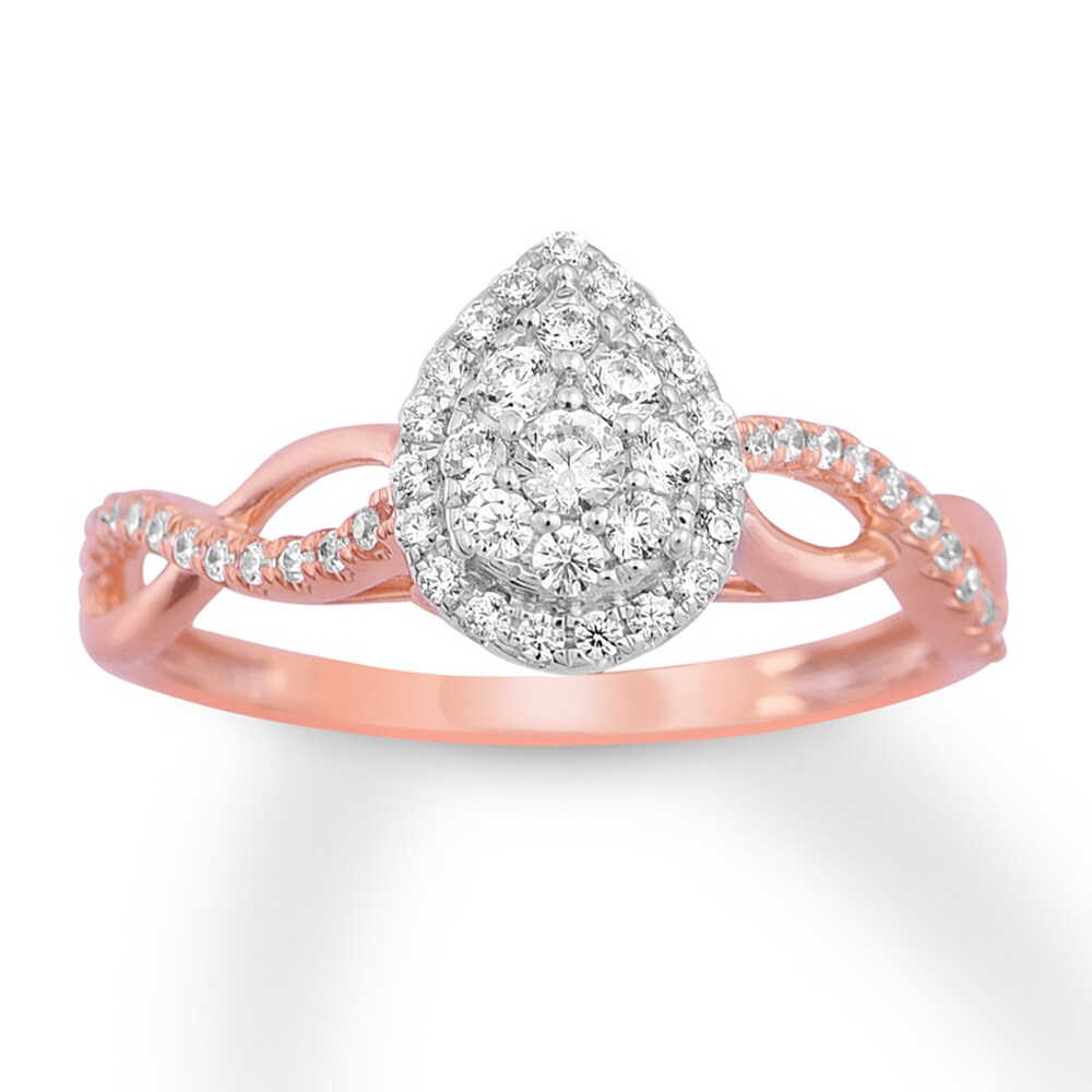 Diamond Promise Ring 1/3 carat tw Round 10K Two-Tone Gold dkugR9Af