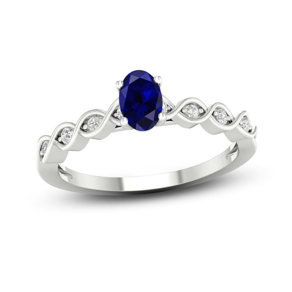 Natural Blue Sapphire Engagement Ring 1/15 ct tw Round 14K White Gold dlWeMfbx