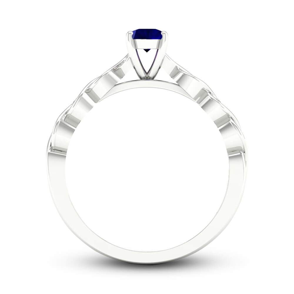 Natural Blue Sapphire Engagement Ring 1/15 ct tw Round 14K White Gold dlWeMfbx