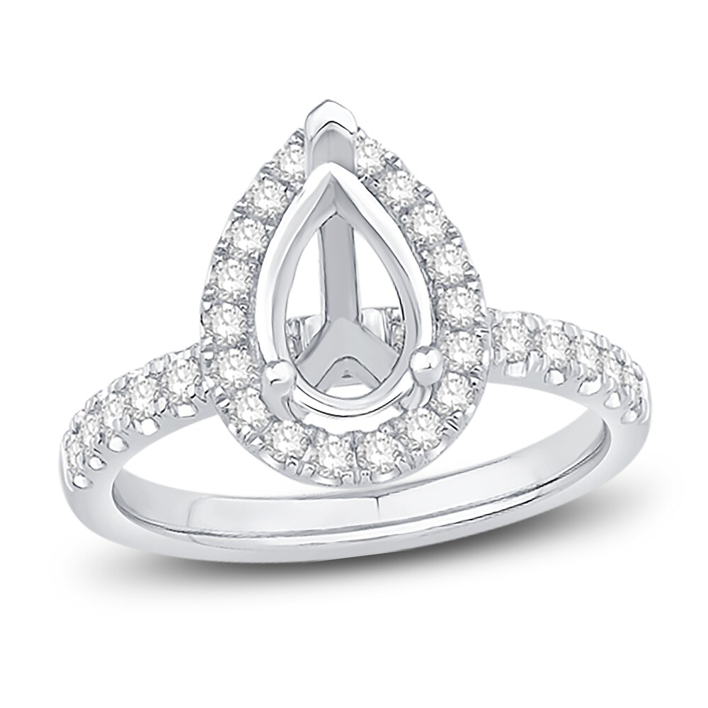 Engagement Ring 1/2 ct tw Pear/Round 14K White Gold doPra3ys