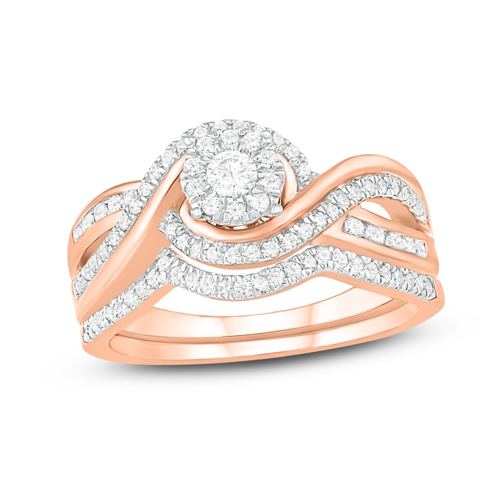 Diamond Bridal Set 1/2 ct tw Round 14K Rose Gold dpy9Kna7