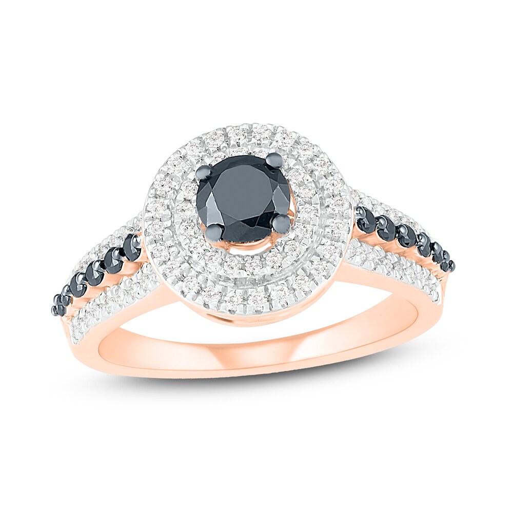 Black Diamond Engagement Ring 1 ct tw Round 14K Rose Gold dsteSCxm