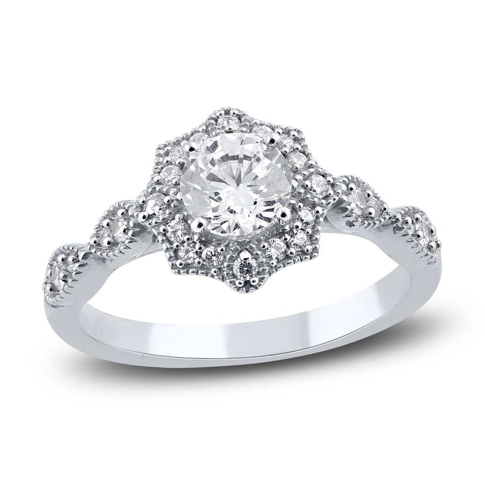 Diamond Engagement Ring 7/8 ct tw Round 14K White Gold dvuxHQ5f