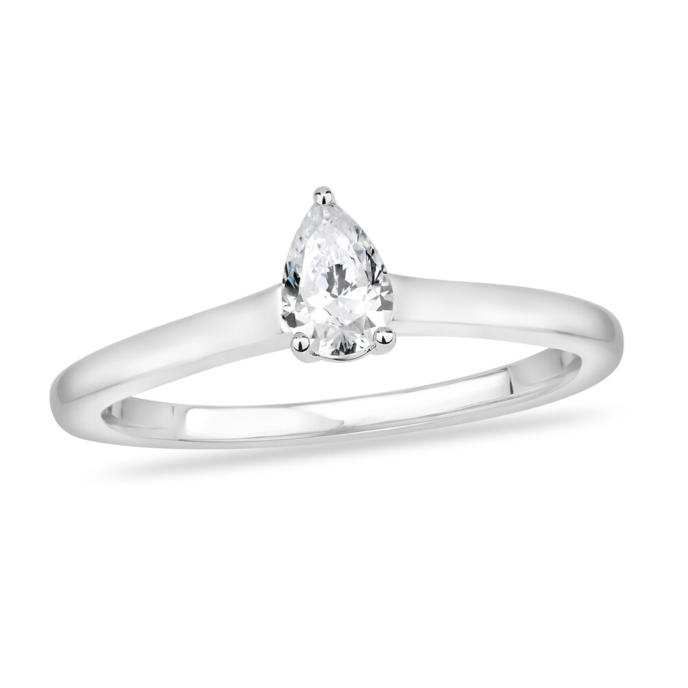 Diamond Solitaire Engagement Ring 1/2 ct tw Pear-shaped 14K White Gold (I2/I) e7kEdtYM