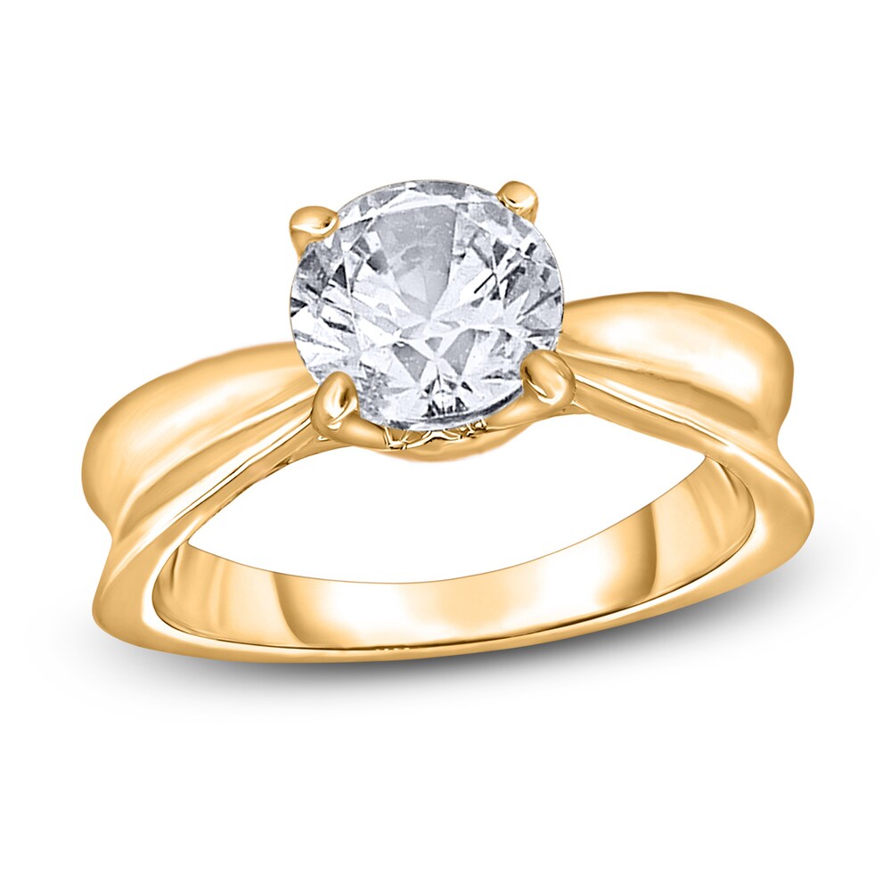 Diamond Solitaire Concave Engagement Ring 2 ct tw Round 14K Yellow Gold (I2/I) eCytMMWt