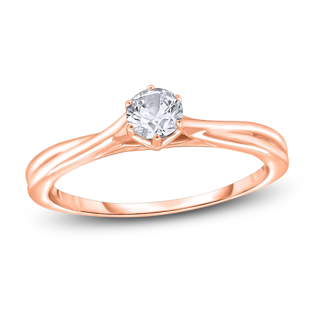 Diamond Solitaire Twist Engagement Ring 1/2 ct tw Round 14K Rose Gold (I2/I) eE6l2q7c