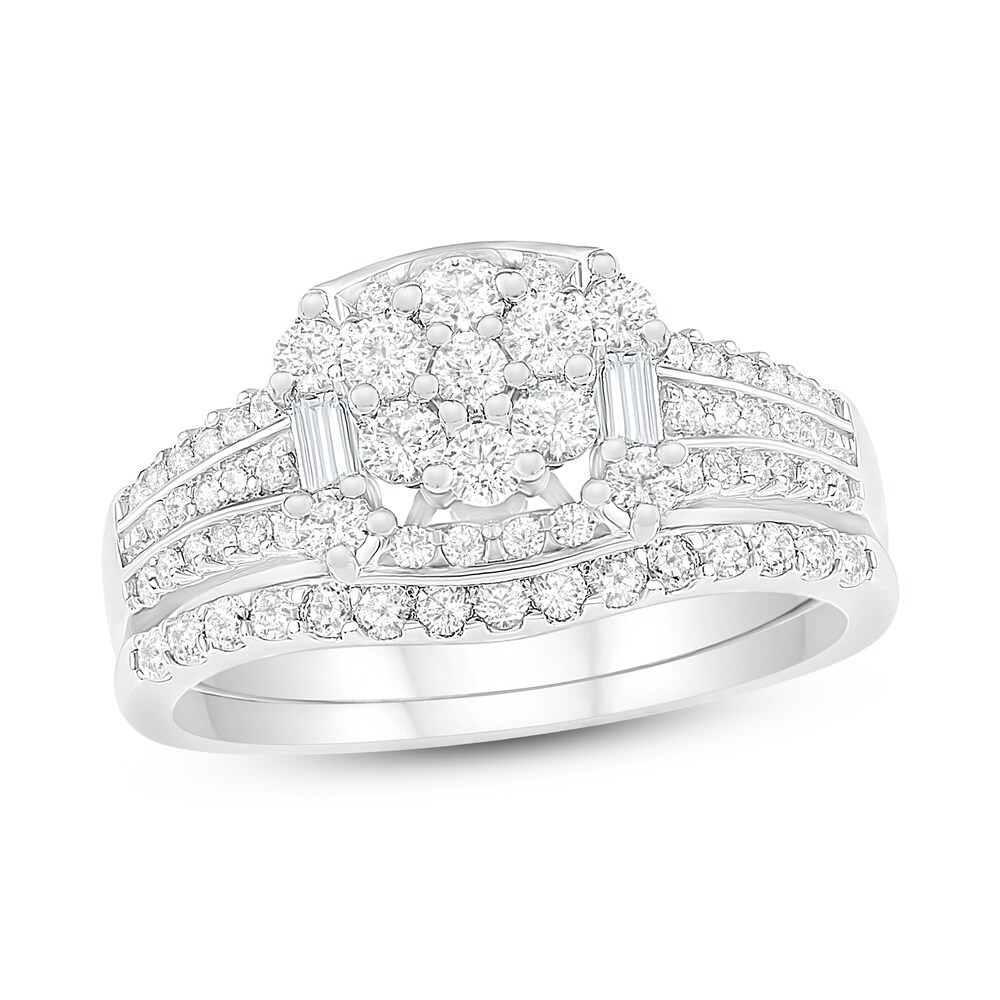 Diamond Bridal Set 7/8 ct tw Baguette/Round 14K White Gold eHkcKZu5 [eHkcKZu5]